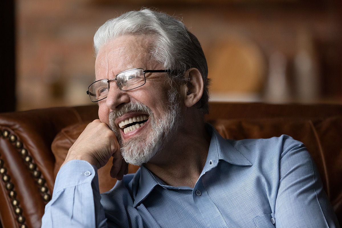 Smiling older man with a natural-looking smile