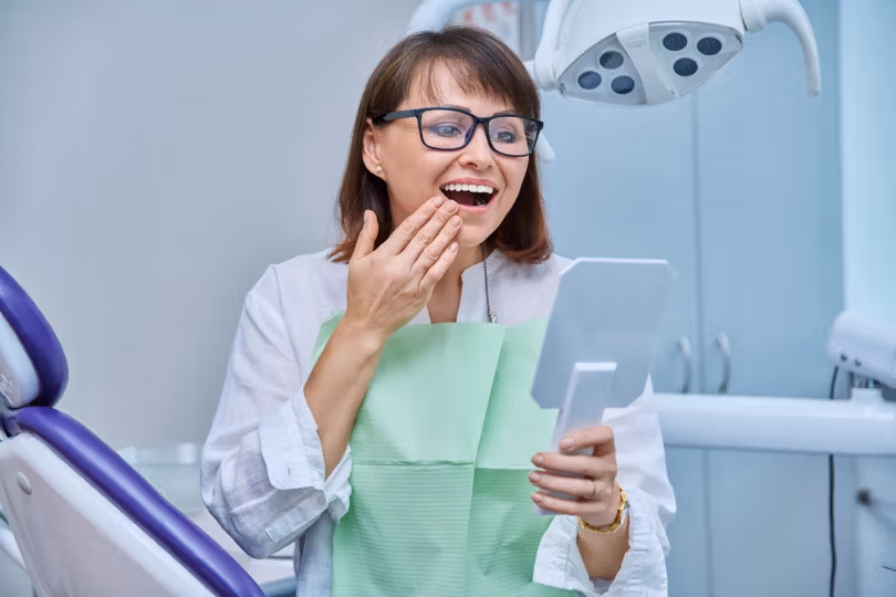 Dentist performing a restorative dental procedure